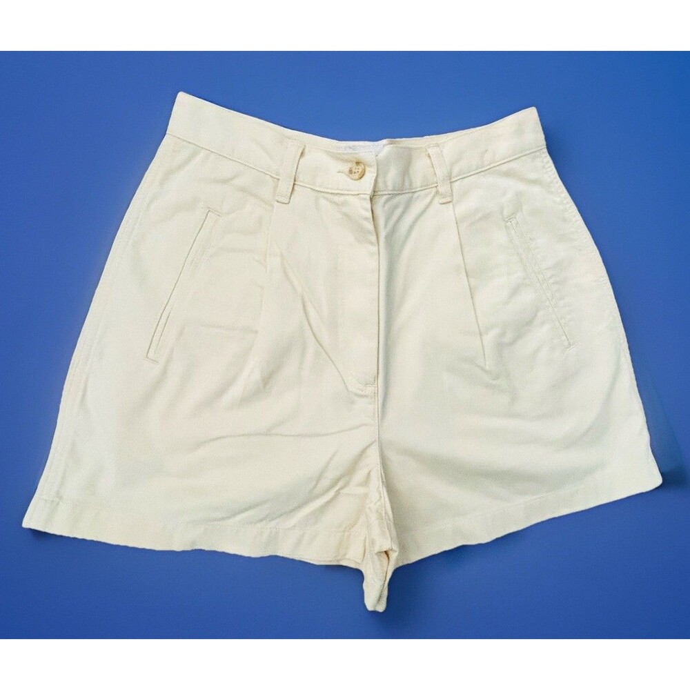 Ann Taylor LOFT Jean Shorts Womens 6 Pale Yellow High Rise Cotton Chino